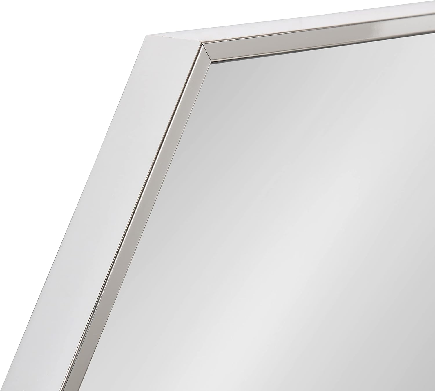 Kate and Laurel Rhodes Modern Hexagon Wall Mirror, Silver Chrome, 31x22-Inches