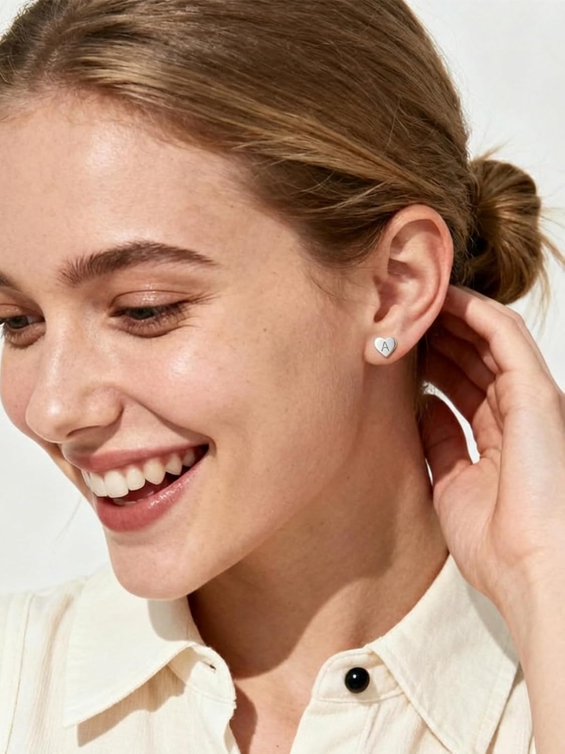 Silvora 925 Sterling Silver Heart Letter Stud Earrings for Women Initial Earring for Women with Gift Packaging - Image 7