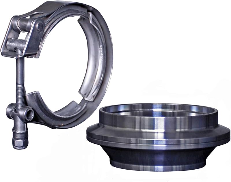 Flange adaptadora redutora de escape DeepFlow 3" para 2,5" em aço inoxidável com abraçadeira V-Band – Kit