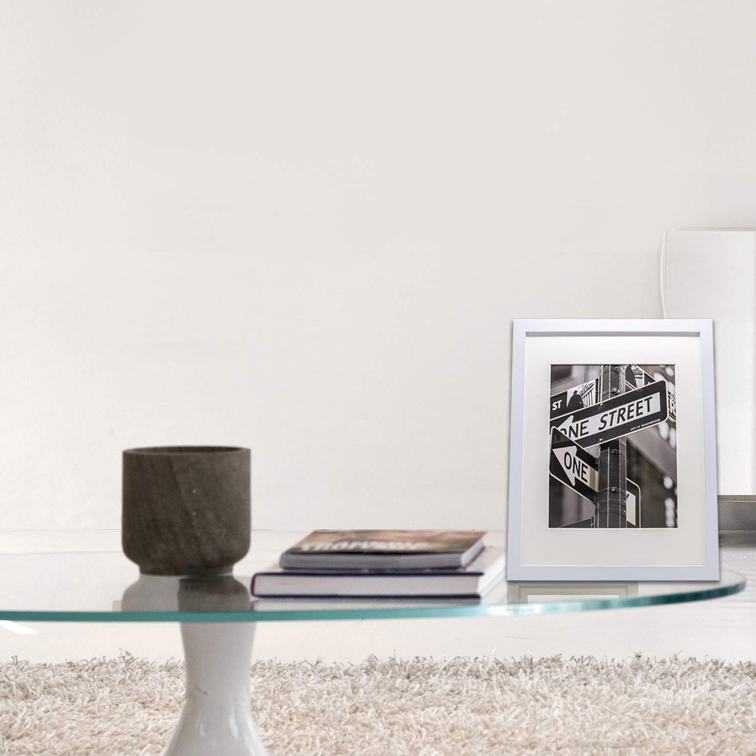 The Display Guys 11x14 Value Pack 4 pcs of White Solid Pine Wood Tempered Glass Photo Frames