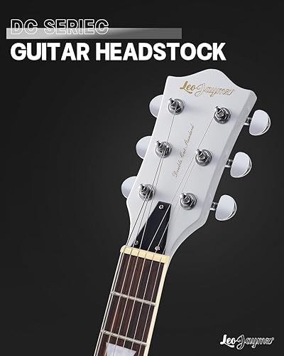 Vista 45 de Leo Jaymz Guitarra eléctrica de cuerpo sólido de 39 pulgadas, cuerpo de madera de álamo, cuello de arce y diapasón de madera de laurel (negro)