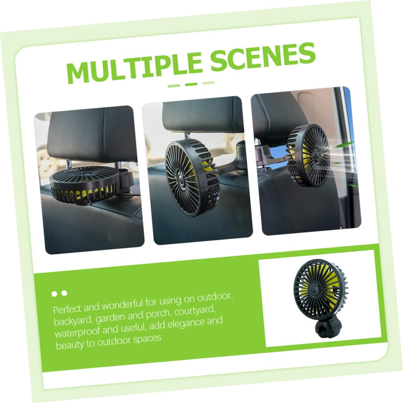 Gadpiparty 5pcs Clip-on Electric Car Fan Rear Seat Fan 3-speed Wind Speed for Car Air Circulation