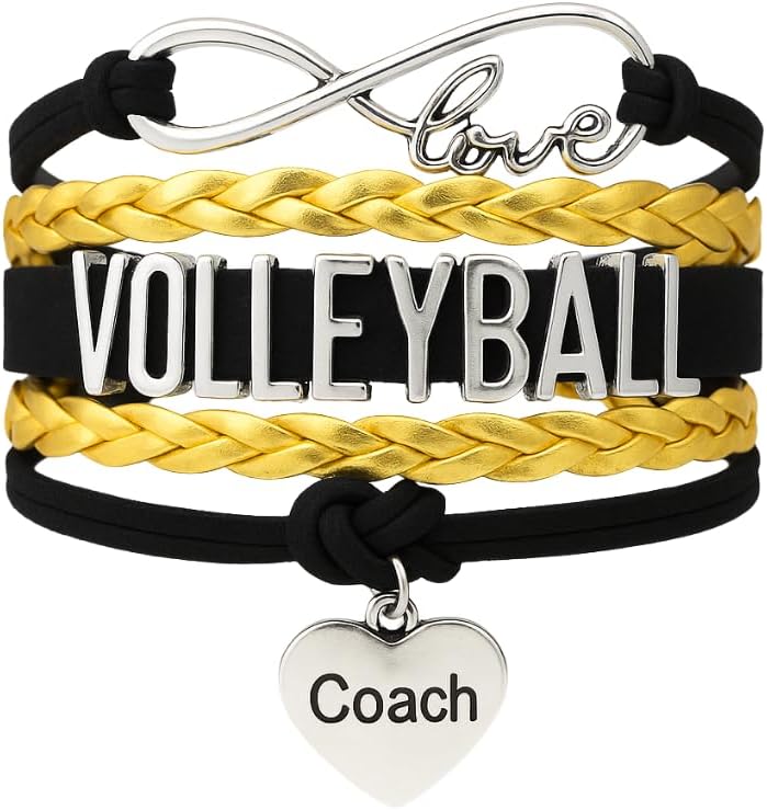 Infinity Collection Volleyball Coach Gift - Adjustable Black & Gold Charm Bracelet with Volleyball Charm, Thank You & Appreciation Gift for Women Coaches
