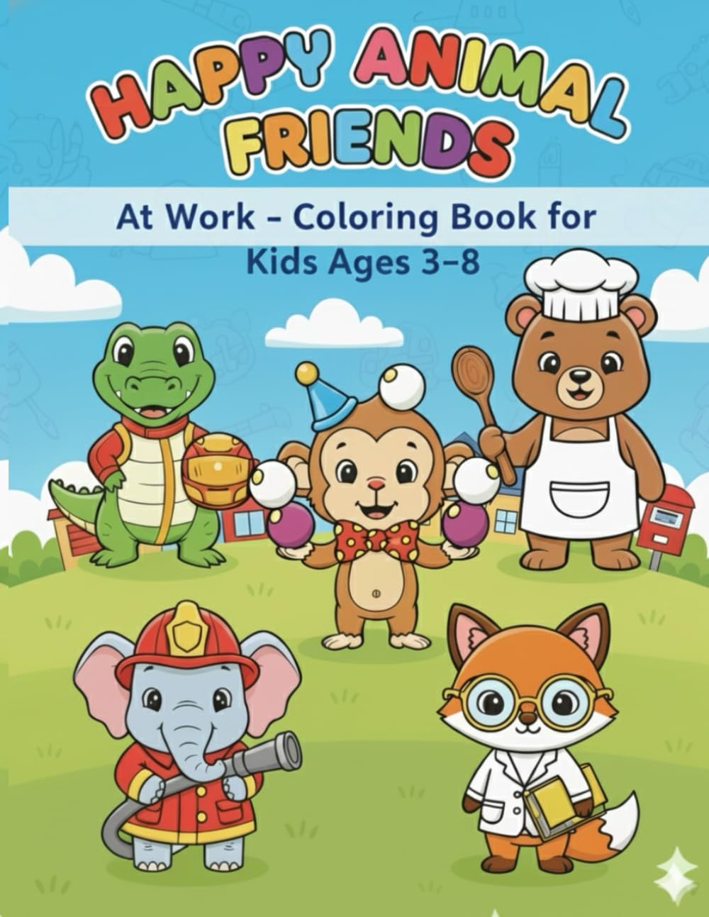 Happy Animal Friends: At Work Coloring Book