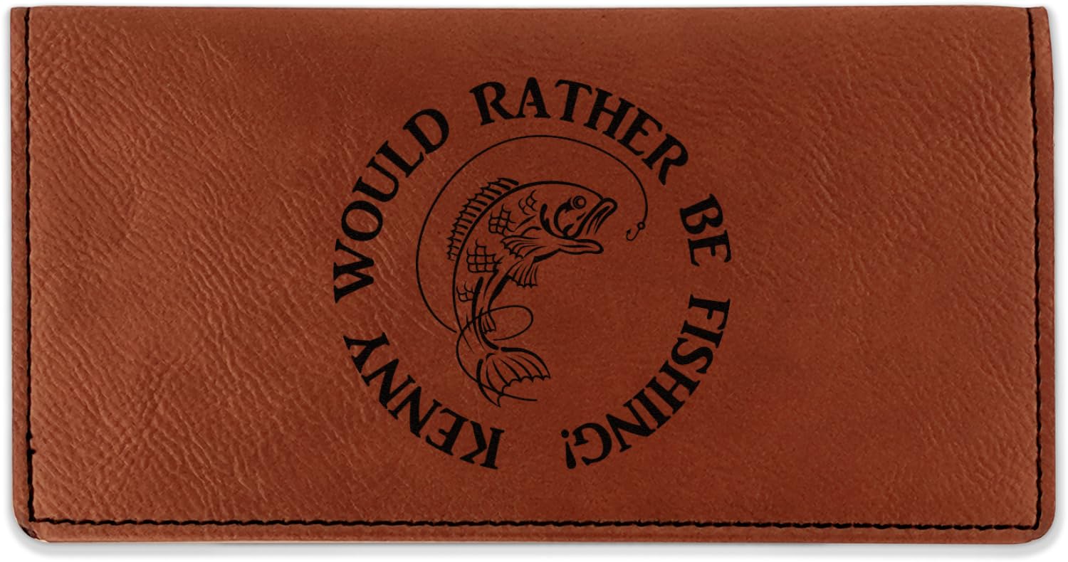 RNK Shops Personalized Fish Leatherette Checkbook Holder - Double Sided