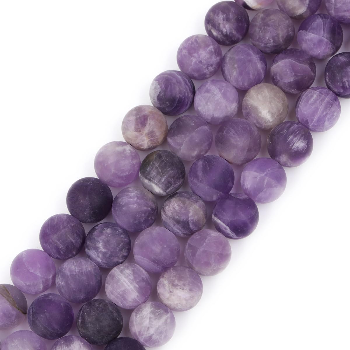 Gem-Inside Create Your Own Fashion Girls Amethyst 10Mm Matte Frosted 10Mm Amethyst Semi Precious Gemstone Round Beads For Jewellery Making Diy Handmade Craft Supplies 15"
