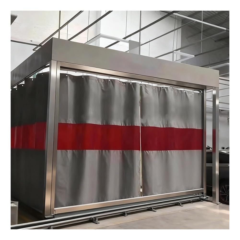 Zklaseot Grey Industrial Welding Curtain, Fireproof Door Screen, Welding Curtain With Viewing Window, Industrial Divider Screens For Workshop, Cutter(3X3m/9.8X9.8ft)