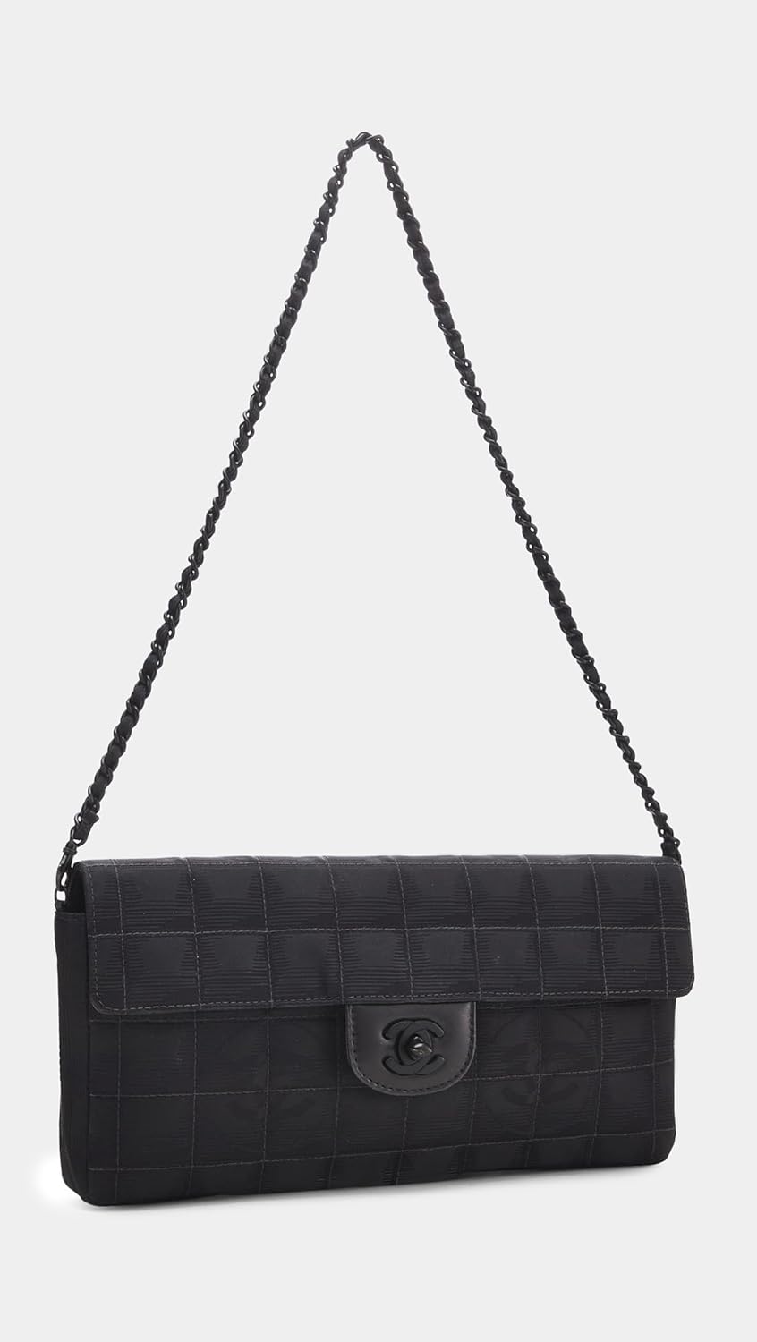 WHAT GOES AROUND COMES AROUND Women's Pre-Loved Chanel Black Travel Line East West Bag 10" - Image 4