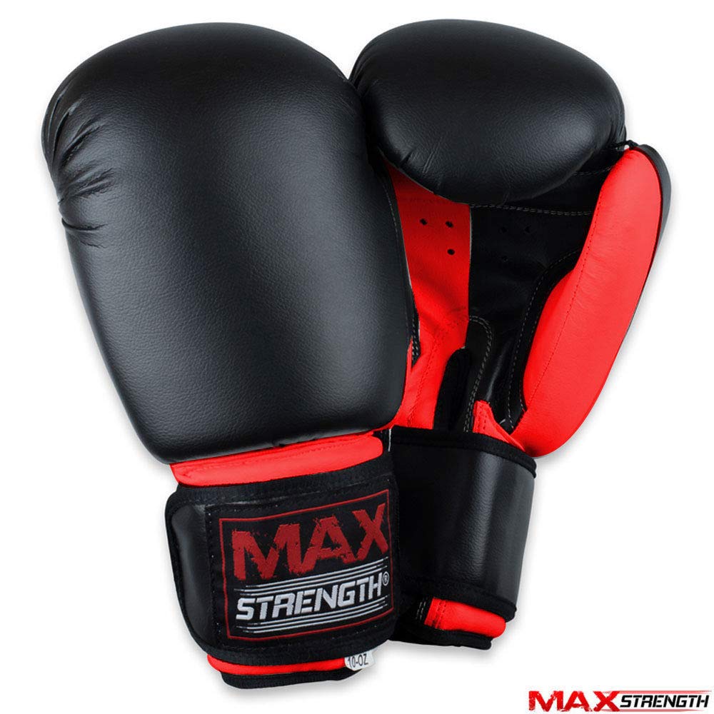 MAXSTRENGTH Set Guantoni Da Boxe E Focus Mitts - Pelle Sintetica, Imbottitura Multistrato, Per MMA E Allenamento, Inclusa Fascia Per Mani 3,5m, Colore Black White Revenger 10oz