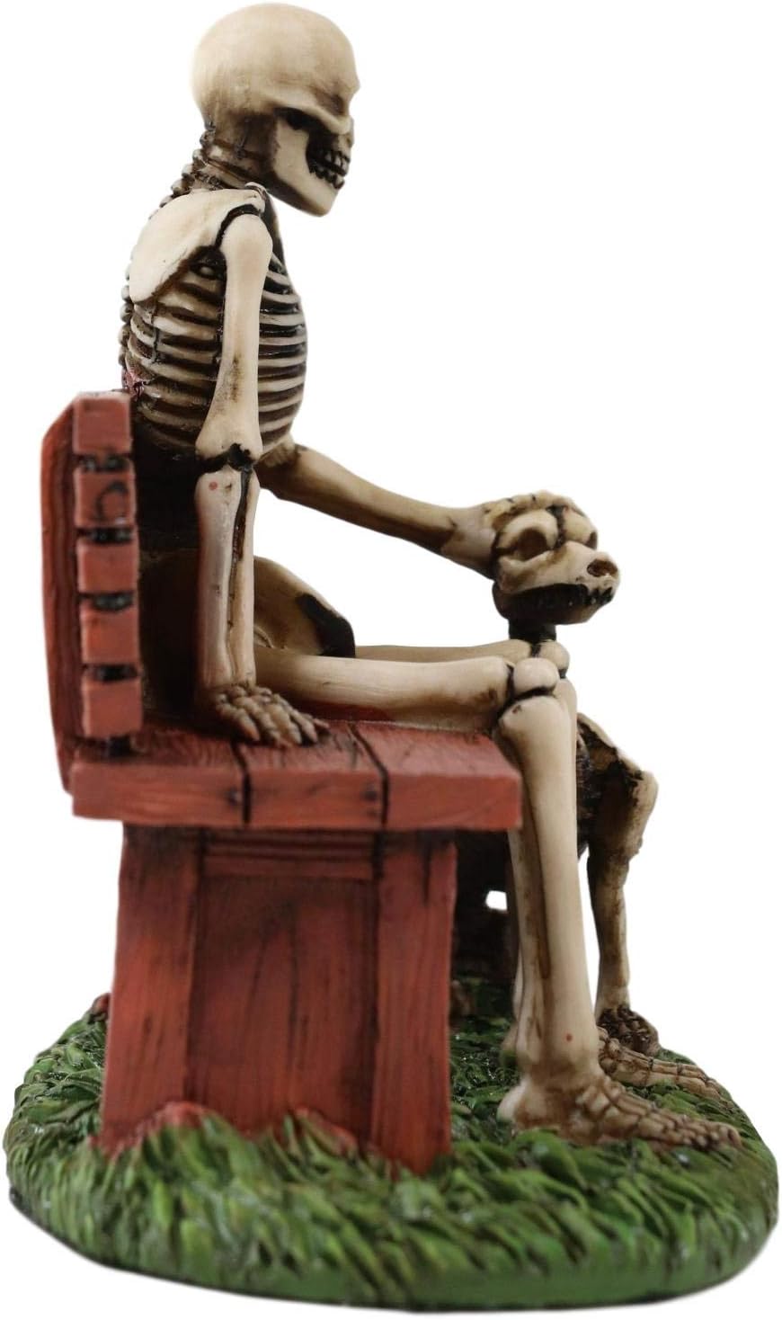 Ebros Love Never Dies Skeleton Man Patting His Buddy Dog by Park Bench Figurine 5" Tall Day of The Dead Eternal Friendship Decorative Skeletons Skulls Ossuary Macabre Accent