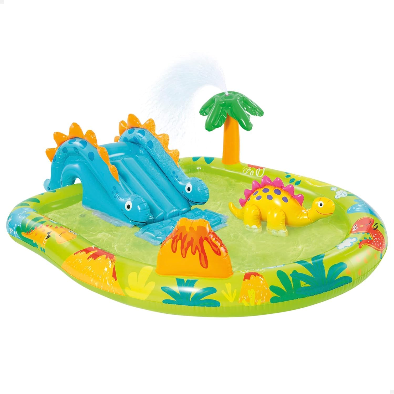 Little Dino Play Center with Water Slide, Built-in Sprayer, Dinosaur & Landing Mat – 38 Gallon Capacity, 120lbs Max Weight, 6ft 3in x 5ft, Durable 11ga Vinyl-picture-20