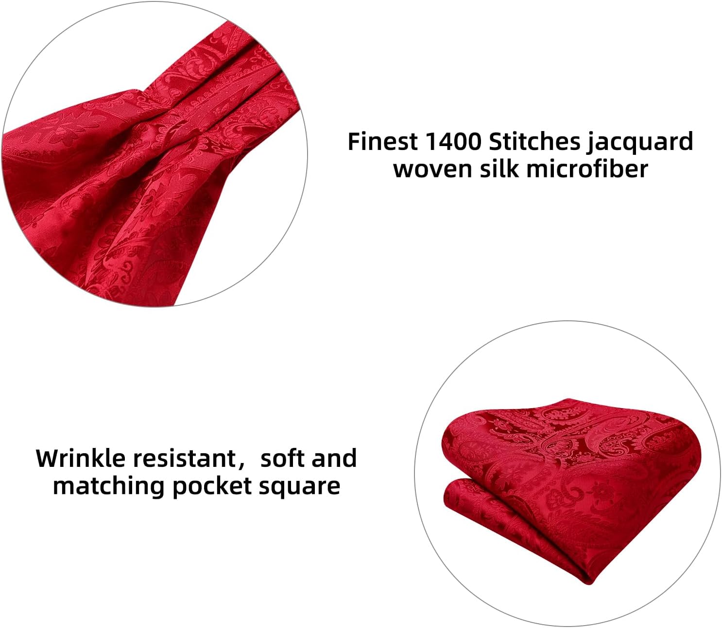 HISDERN Ascot Ties for Men Paisley Floral Ascot and Pocket Square Set Classic Self Tie Mens Cravat Handkerchief for Wedding - Image 6