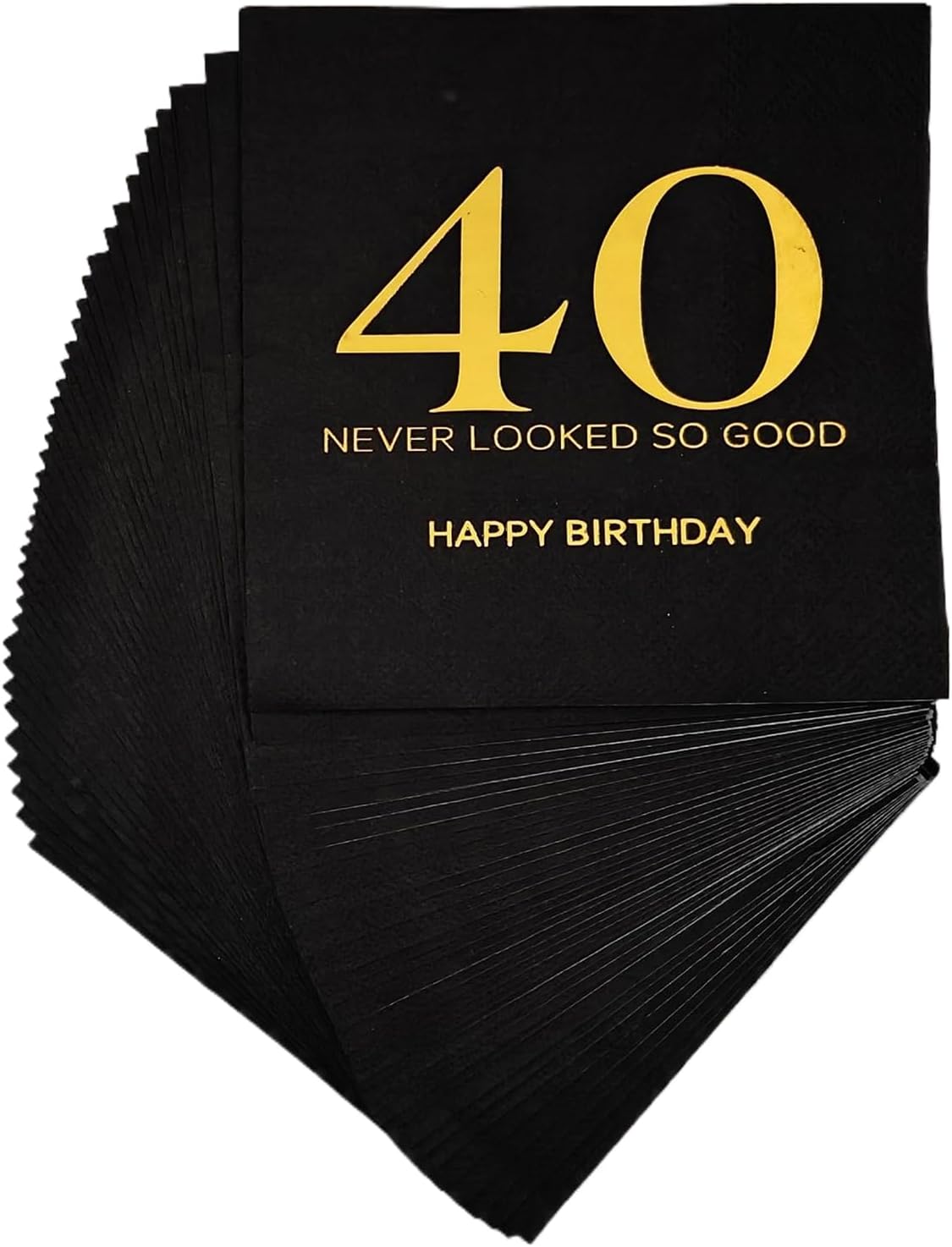 Black and Silver Happy 40th Birthday Disposabel Napkins,40th Birthday Party Decoration Dessert Beverage Cocktail Cake Napkins 40pcs