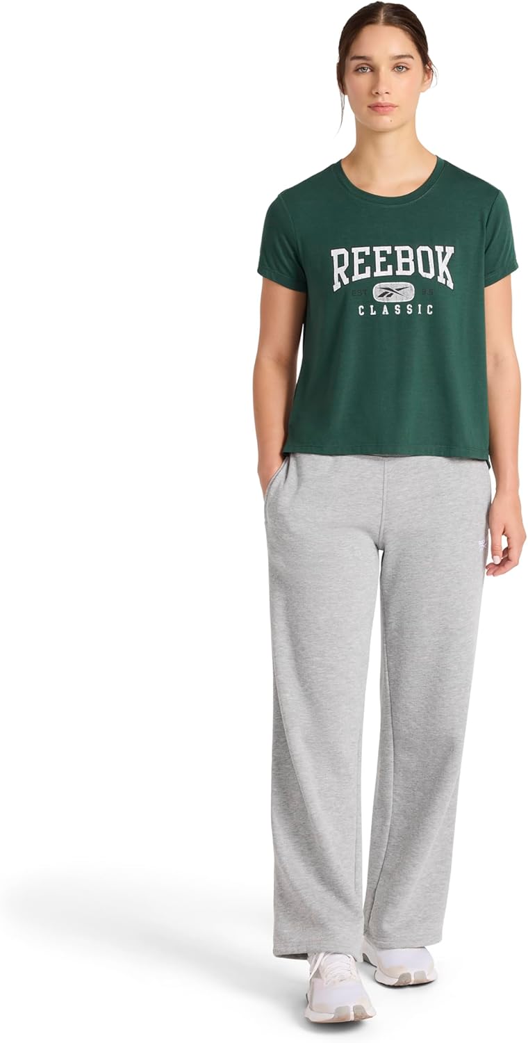 Reebok Women's Wide Leg Sweatpant, Standard Fit, 30” Inseam, Midweight Cotton-Poly Fleece Fabric - Image 3