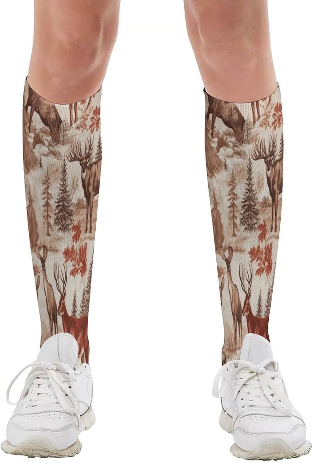 Animal Wilderness Bear Deer Compression Sock Circulation Support Socks Lightweight Knee High Tube Sock Over-The-Calf Sock for Adult