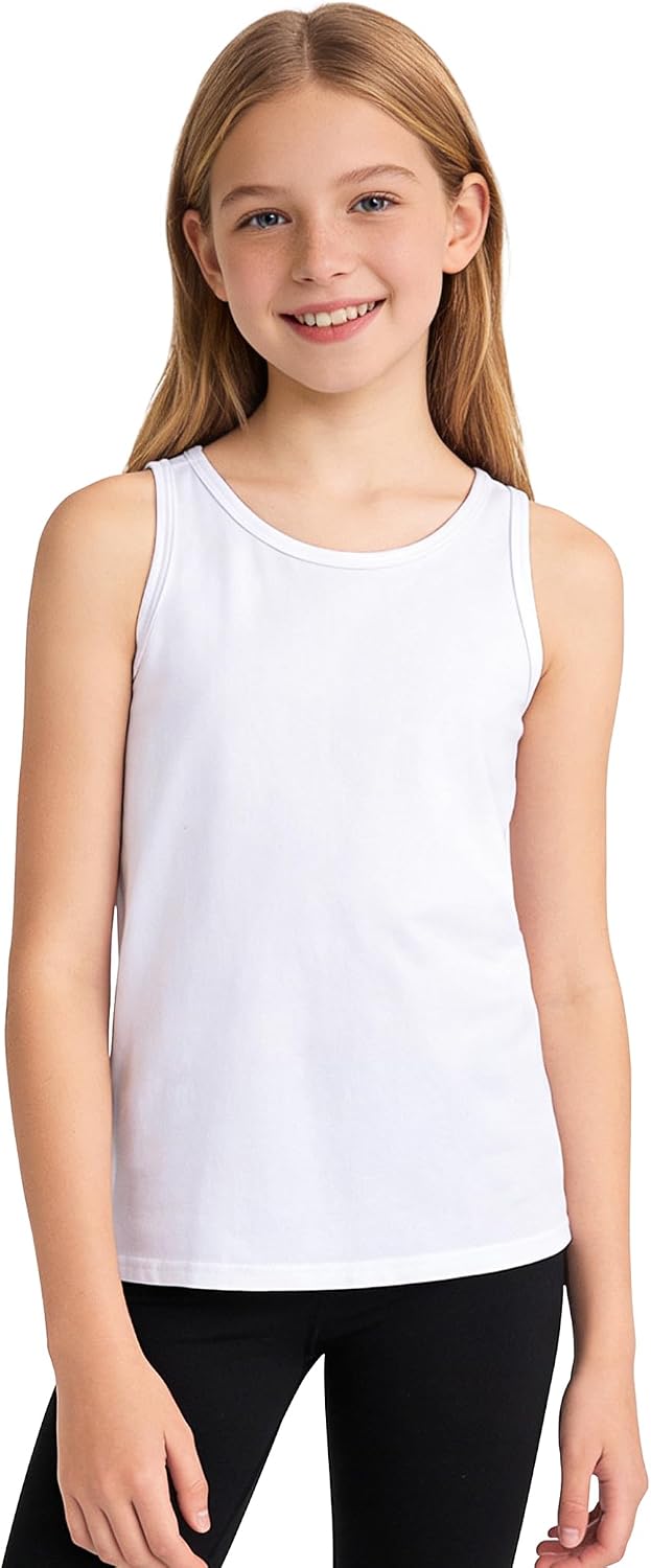 Auranso Girls Tank Tops Cotton Sleeveless Undershirts Athletic Shirts Racerback Dance Outfit Workout Tops