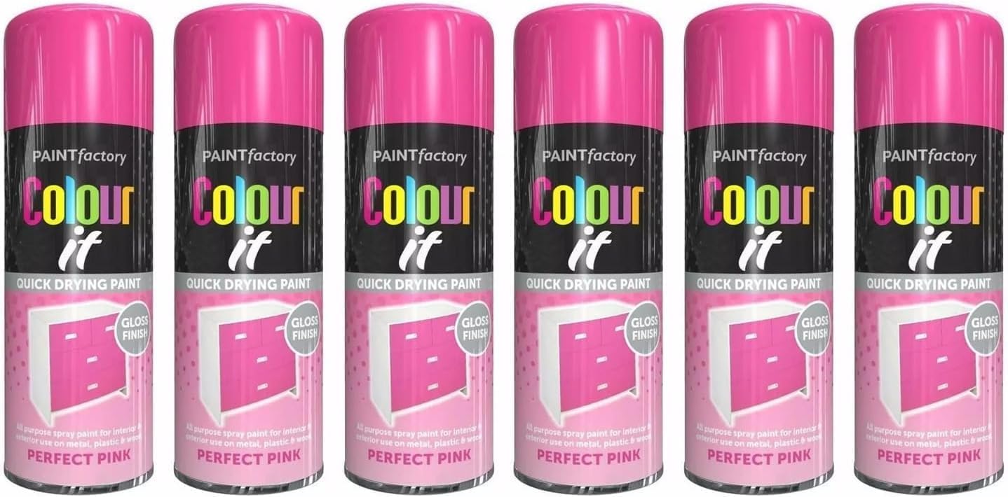 Perfect Pink Gloss Spray, Long-Lasting Shine, Quick-Drying Formula, DIY Home Décor, Easy To Use, Hand-Eye Coordination, Perfect For Wood, Metal, Plastic, 250ml (6-pcs)