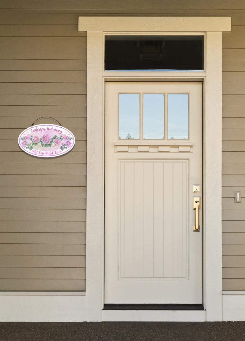 Pink Roses Themed Home Address Large Size Welcome Sign