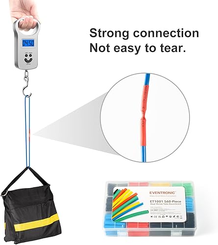 Miniatura 6 de Eventronic 600PCS Heat Shrink Tubing 2:1, Electrical Wire Cable Wrap Assortment Electric Insulation Heat Shrink Tube Kit with Box(5 colors/12
