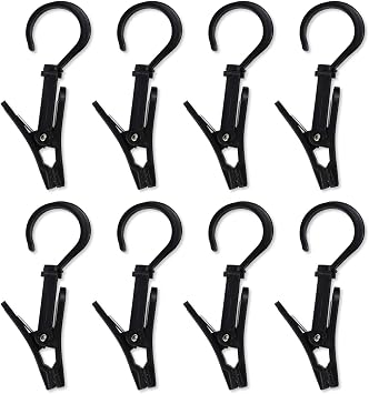 LAMXD 8 Pcs Tent Canopy Clip Light Hooks Adjustable Multifunctional Tent Canopy Clip Outdoor Camping Equipment Accessories
