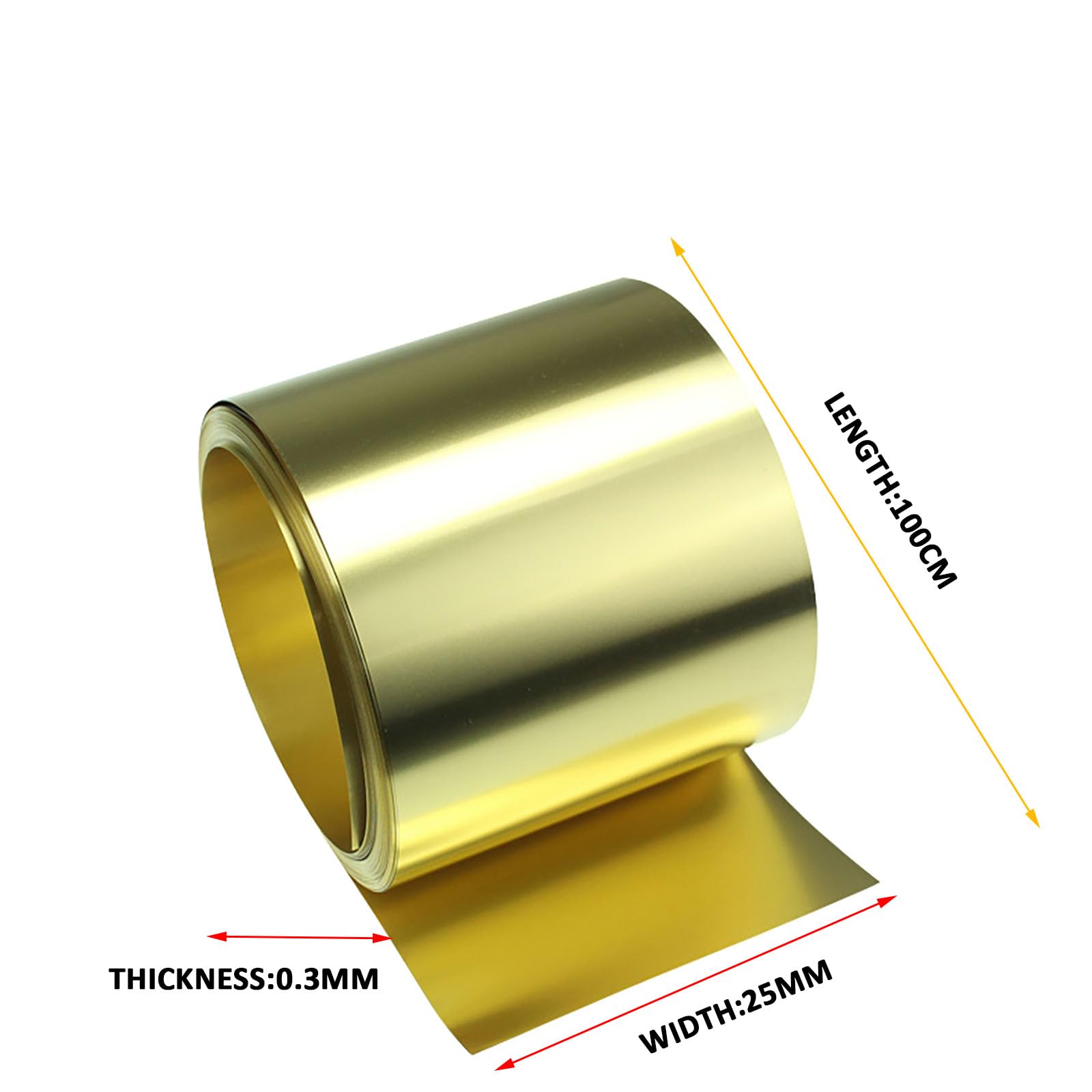COYOUCO 0.3mm Thick 100cm Long Brass Foil Strip, 5mm-400mm Width Optional, Suitable for Handicraft Making, Electronic Engineering,25mm