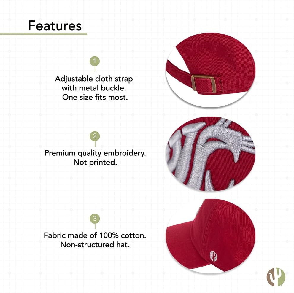 Desert Cactus Washington State University Baseball Hat WSU Cougars Cougs Brimmed Embroidered Hats Cap Adjustable Cloth Strap - Image 4