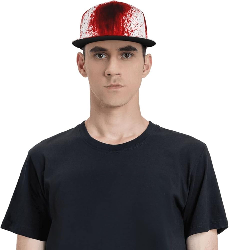 帽子 N blood ZGXJJPP Bloody Splatter Adjustable Snapback Hat Men's Women's Hip