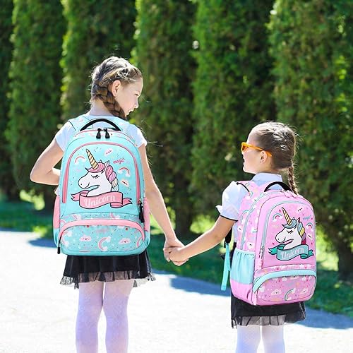 Miniatura 7 de Juego de mochila para niñas y adolescentes, mochila escolar para niños con bolsa para el almuerzo, estuche para lápices, mochilas escolares con