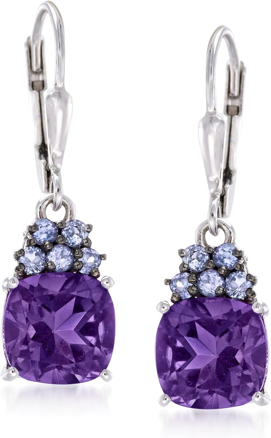 Ross-Simons 3.40 ct. t.w. Amethyst and .30 ct. t.w. Tanzanite Drop Earrings in Sterling Silver
