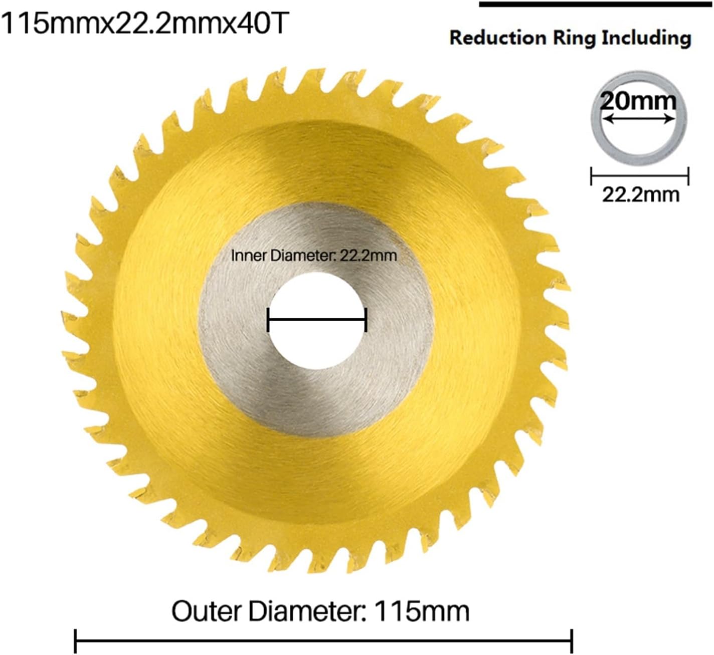 Circular Saw Blade Metal Cutting Saw Blade 115mm Circular Saw Blade 40T Cutting Disc Cutting Carbide Tipped Saw Blade