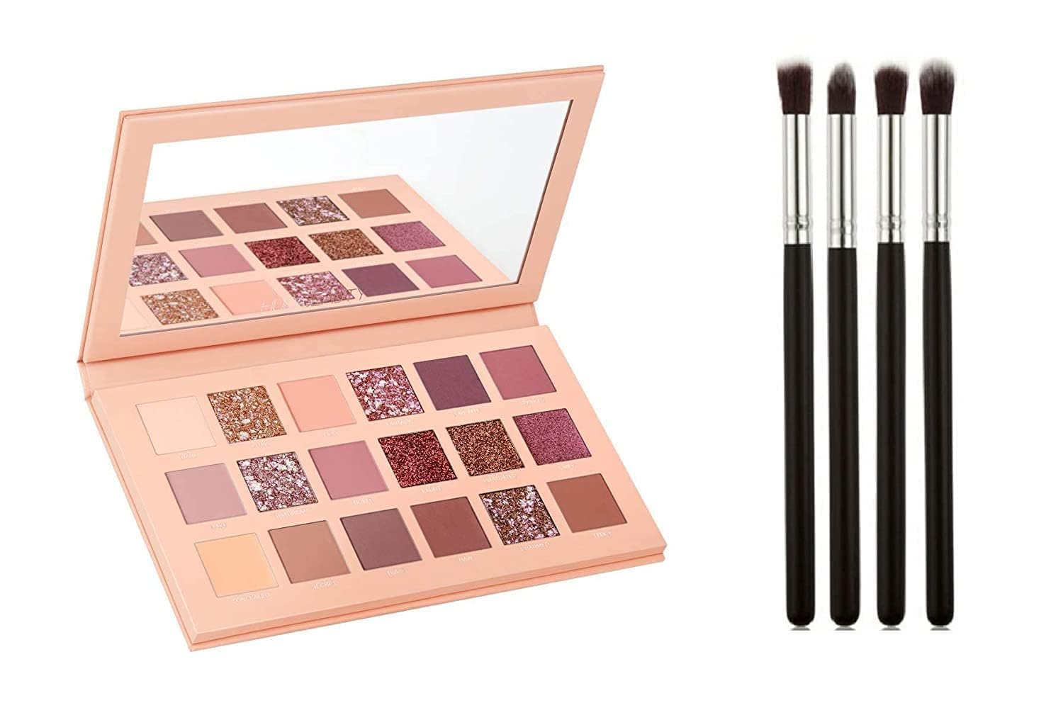 GLOW FIRST Eyeshadow Palette 18 Color Makeup Palette Highlighters Eye Make Up Women's Nude Eyeshadow Palette & Rosegold Eyeshadow Easily Blendable Eye Metallic Finish 4 Pc Makeup Brush Set Combo-image-42