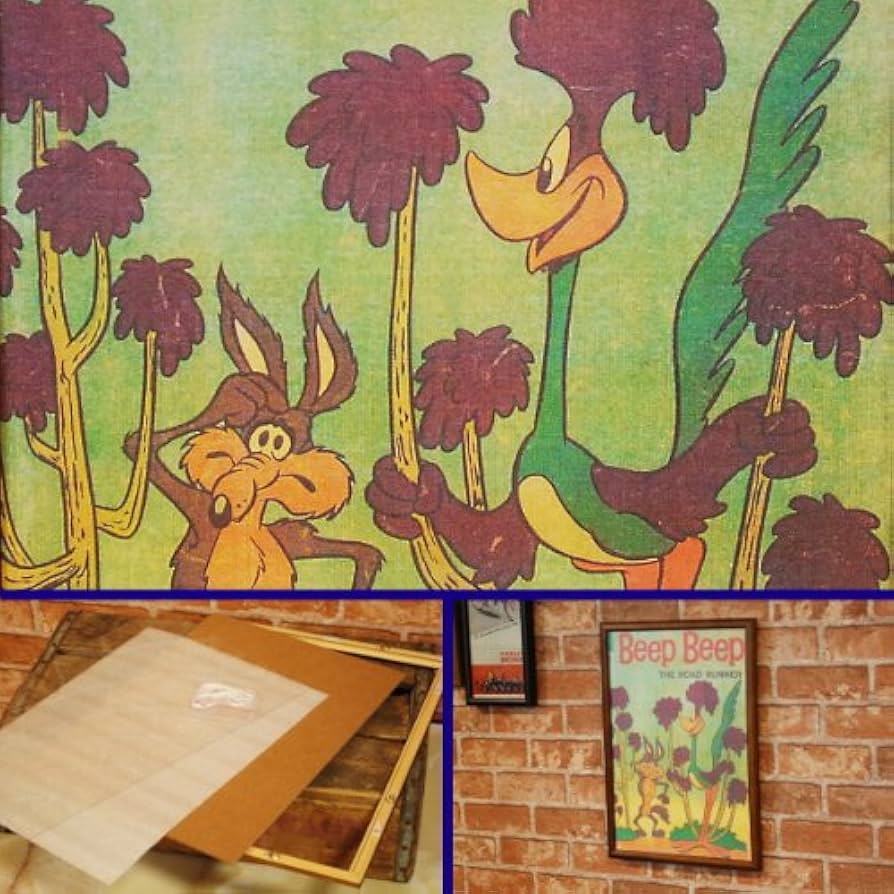 Amazon | 復刻ポスターB4額入り ロードランナーとワイリーコヨーテ