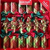 Robin Reed 6 x 12 inch Luxury Handmade Christmas Crackers Christmas Plaid with pine cone trims and Luxury Mayfair gifts