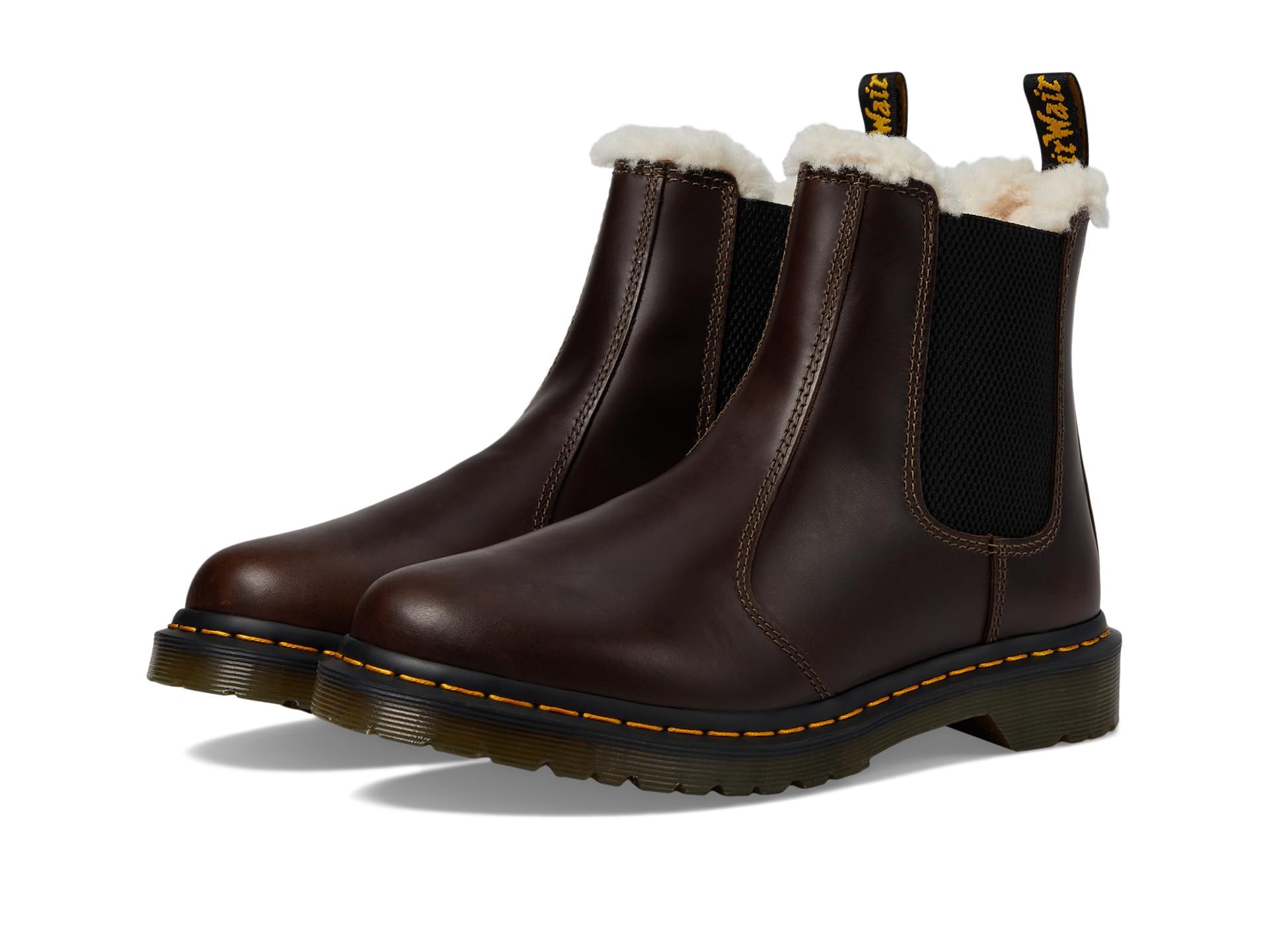 Dr Martens Womens 2976 Leonore Faux Fur Lined Chelsea Boots Dark Khaki UK 4 US Womens 6 M