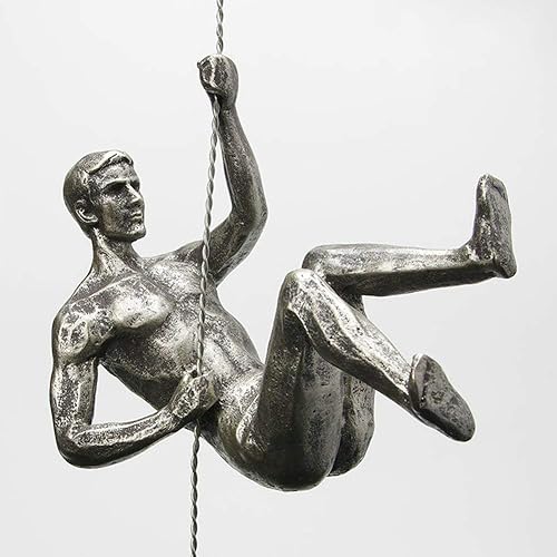 Vista 9 de Unbound Esculturas de pared de hombre escalador de resina, escultura creativa acabada a mano para decoración de bar/hogar/oficina (postura izquierda)