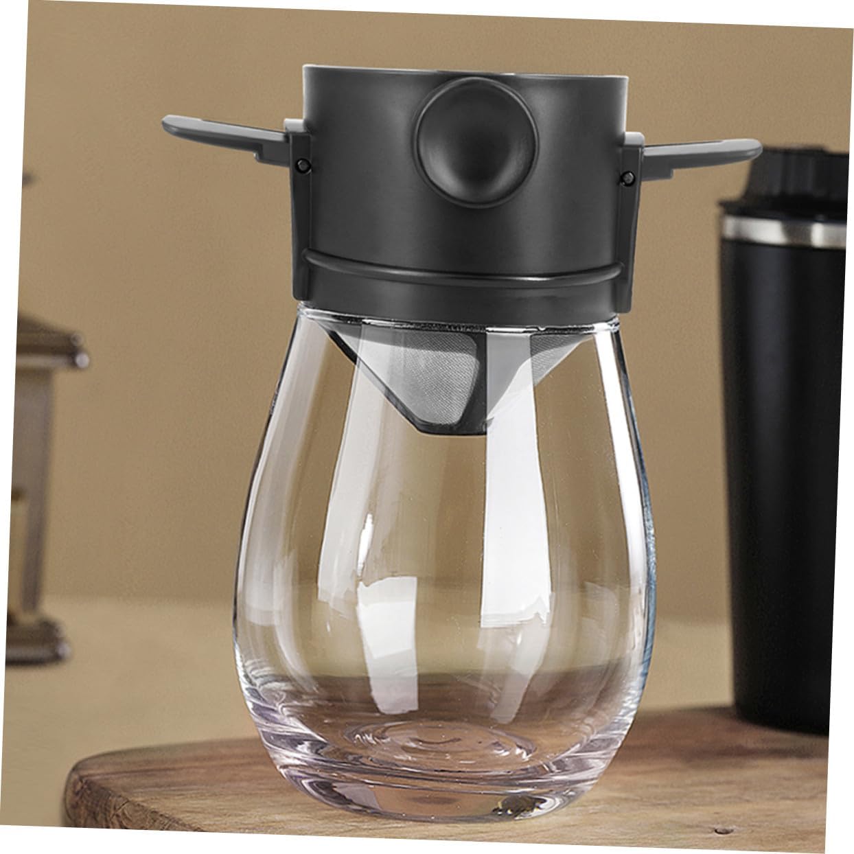 Ultrafine Metal Hand-brewed Coffee Filter Cups with Funnel Base Reusable Coffee Making Tool Portable Lightweight for Home Work Travel Camping Black