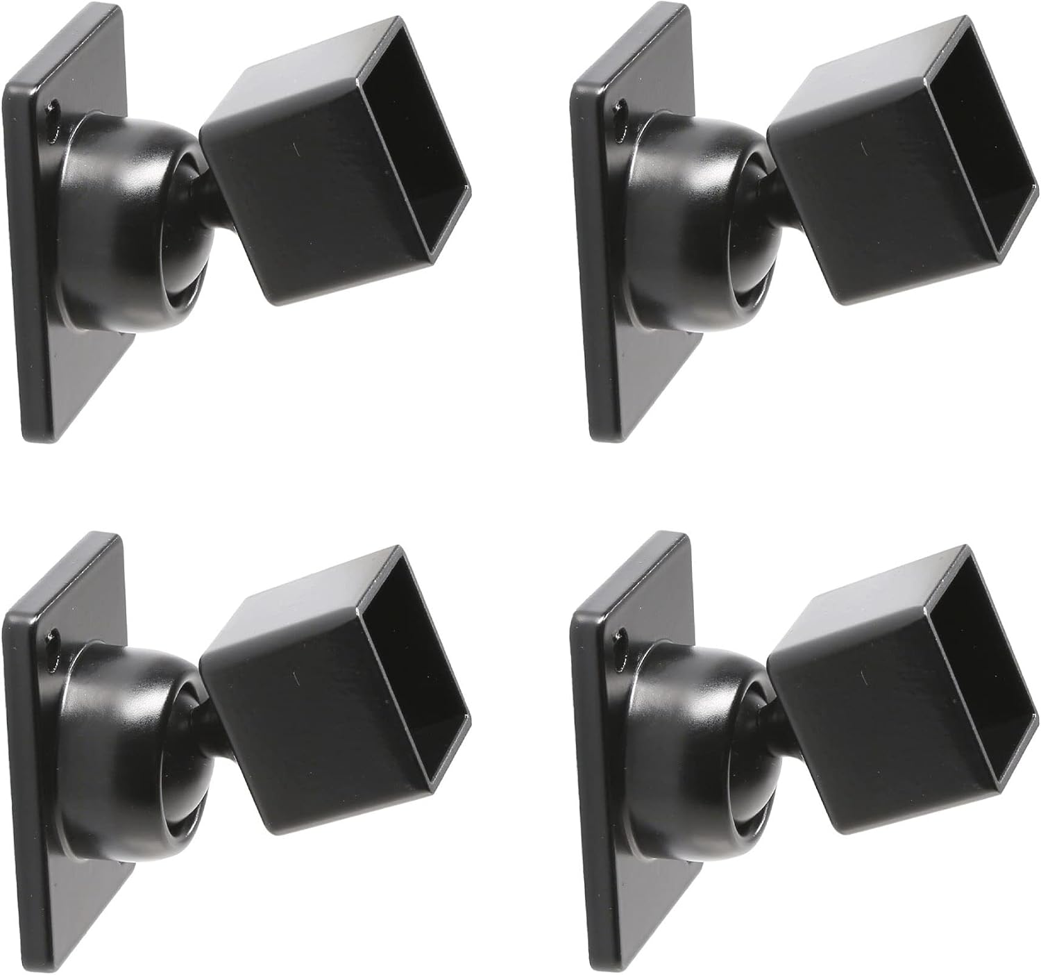 1 1/4" x 1 1/4" Adjustable Swivel Ball Bracket Aluminum Fence - Residential Rail Mounts | Black | Pack of 4