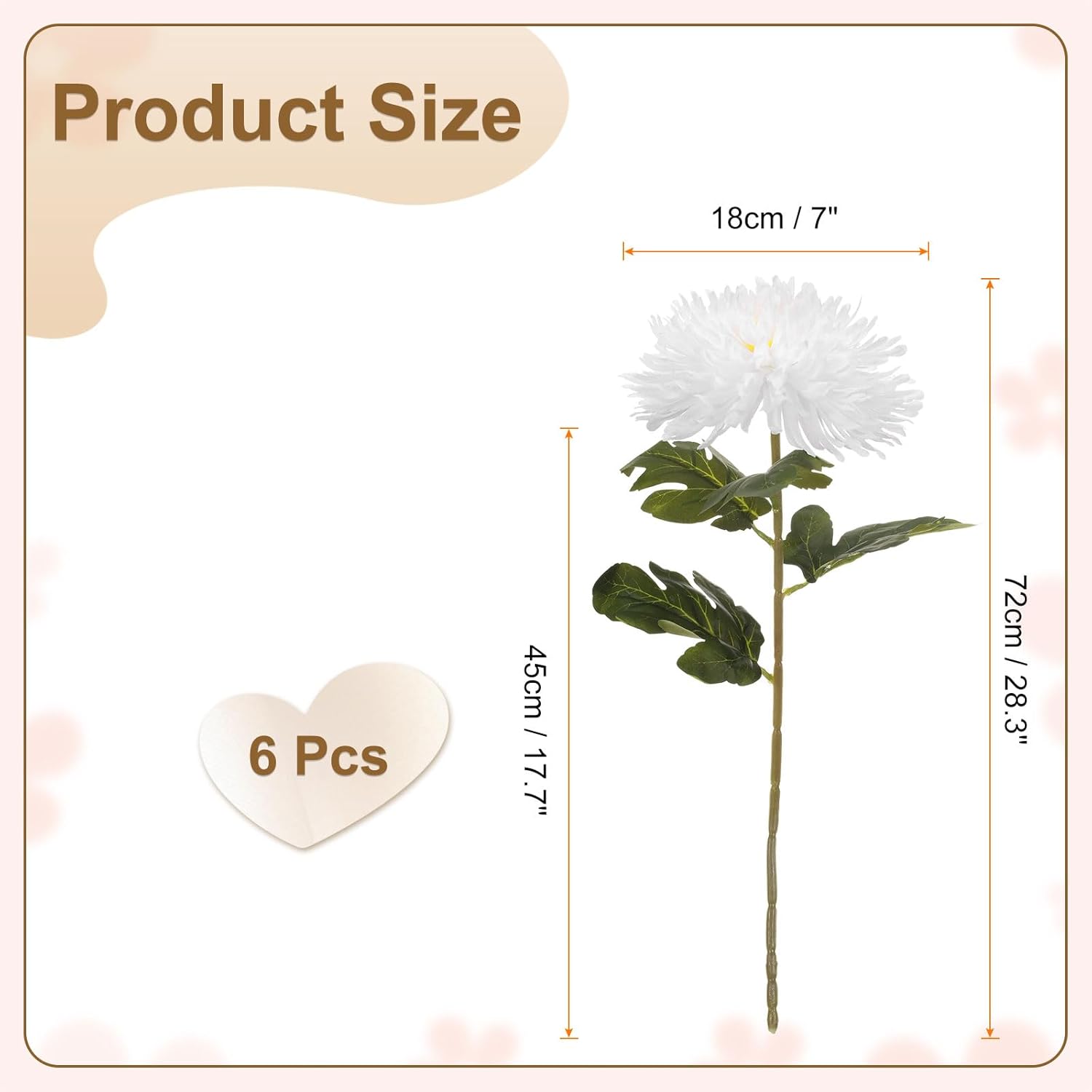 HARFINGTON 6pcs Artificial Chrysanthemum Flowers Faux Chrysanthemum Flowers Bouquet Fake Mum Flower for Home Garden Wedding Party Decoration, White