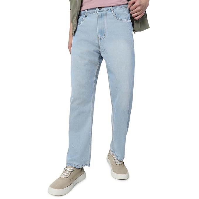 Neostreak Men's Loose Baggy Fit Heavy Washed Jeans Non-Stretchable