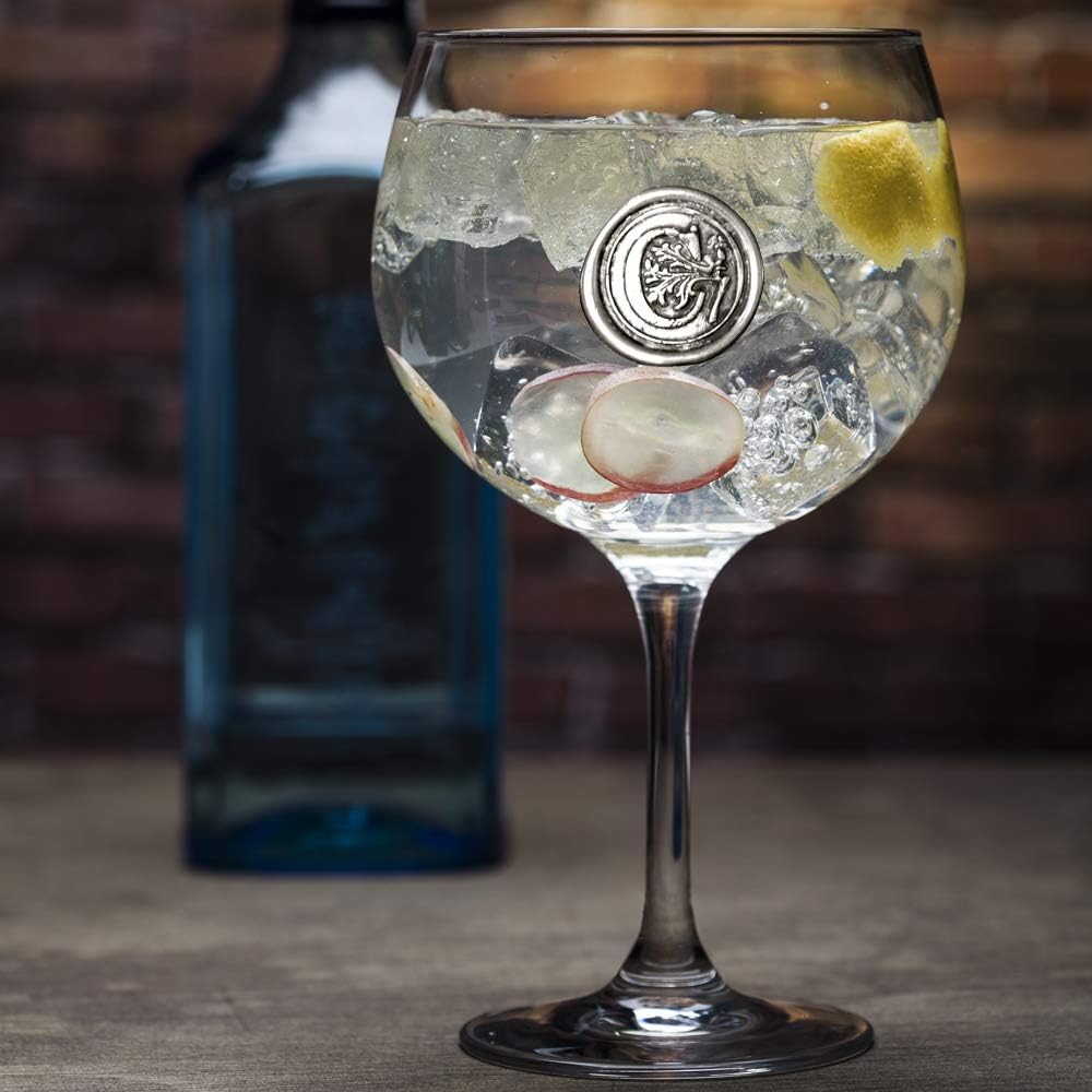 English Pewter Company Personalised Gin Glass with Your Choice of Initial, Unique Gift for Men or Women Birthdays