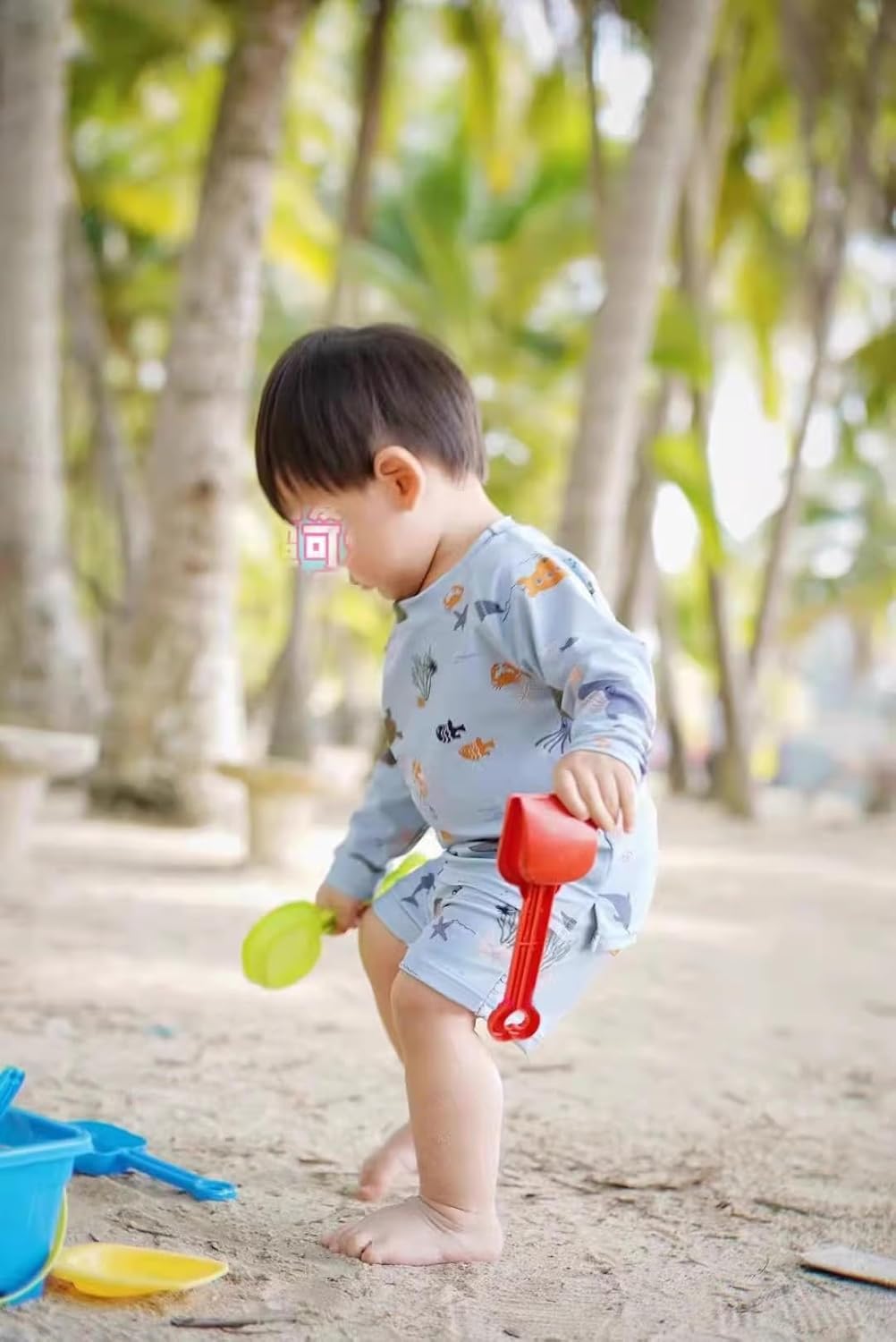 Toddler Boys Two Piece Swimsuit Rash Guard Set Long Sleeve Swim Shirt Swim Trunks& Shorts Bathing Suit - Image 8