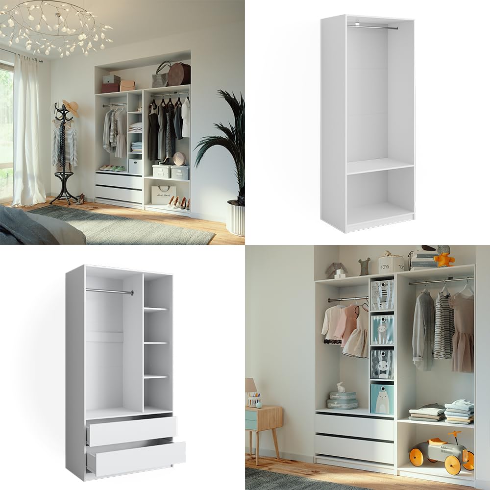Vicco Kleiderschrank Elmo, Weiß, 180 x 200 cm 2er Set, für Flexible Aufbewahrung verschiedenster Kleidungsstücke