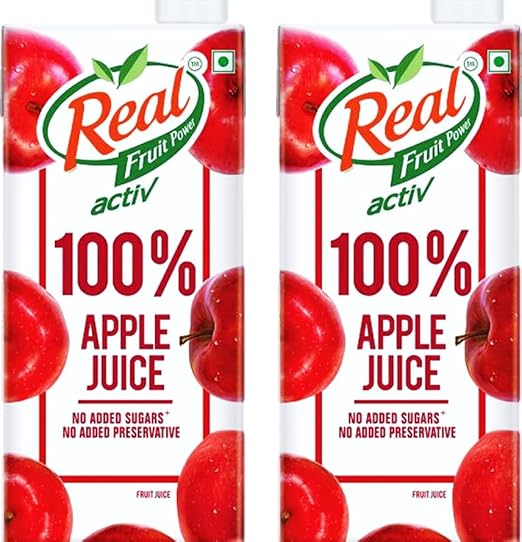 Real Active 100% Apple Juice with No Added Sugar or Preservatives 1L (Pack Of 2) Unique