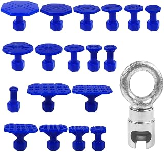19Pcs Dent Puller Tabs & O-Ring Puller Kit - Professional Automotive PDR Tools with Hail Suction Cups for Car Body Repair, Paintless Dent/Hail Damage Removal