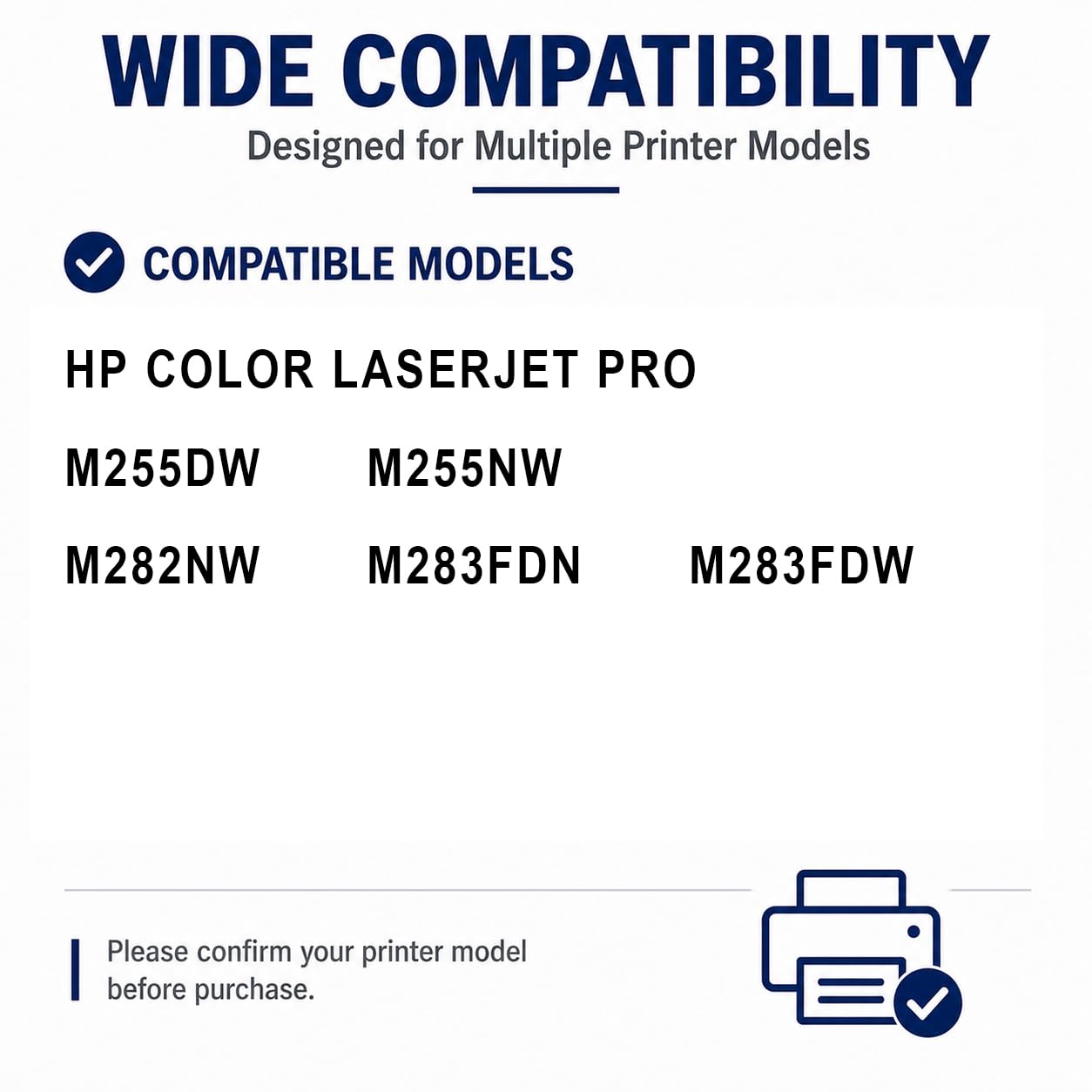 Remplacement de Cartouche de Toner Compatible à Haut rendement 207X pour w2210a w2211a w2212a w2213a avec la dernière Puce, Convient à l'imprimante Laser HP MFP M282nw M283cdw M255dw M282nw, Noir