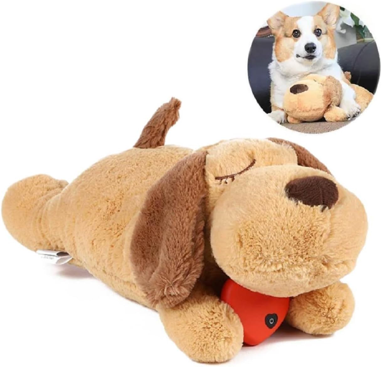 Dog Toys with Heartbeat Stuffed Toy for Dogs Anxiety Relief and Calming Aid Comfort Toy for Puppy Heartbeat Puppy for Dogs Behavioral Training (Yellow)