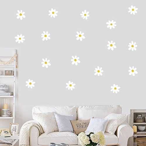 Miniatura 5 de Calcomanías de pared de margaritas, calcomanías de pared de margaritas blancas retro, calcomanías florales, calcomanías de margaritas para niños,