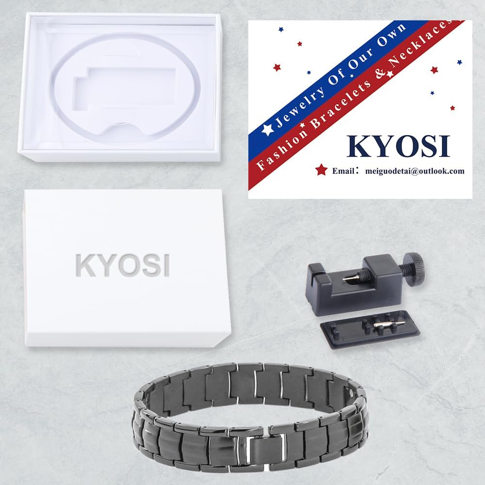 KYOSI Titanium Bracelet for Men Black Mens Bracelet Links Pure Titanium Jewelry Accessories 8.46 inches - Image 7