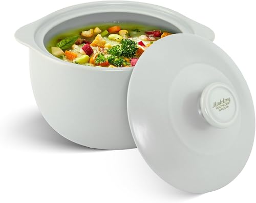 MINH LONG - Horno holandés de porcelana de 1 cuarto de galón con tapa, sin plomo ni cadmio, apto para horno hasta 482 F, retención de calor, olla de