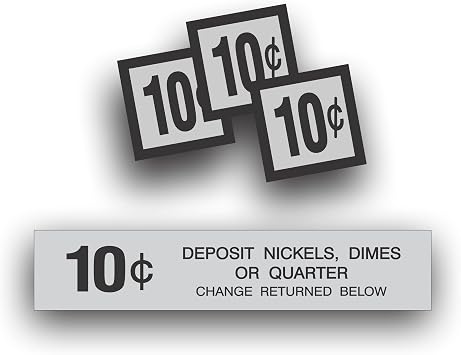 Restoration Decal Sticker for Vending Machine Coin Change Slot 10 Cent Compatible with Pepsi Coke Choice Vend CVC Soda Pop Soft Drink 1x5 inch +3 Sq 1.25"